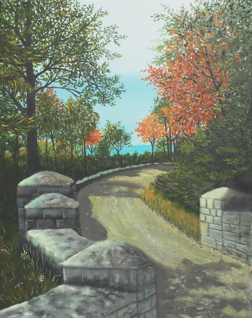 Artist Janet Glatz. 'Stone Walls Acadia' Artwork Image, Created in 2020, Original Painting Oil. #art #artist