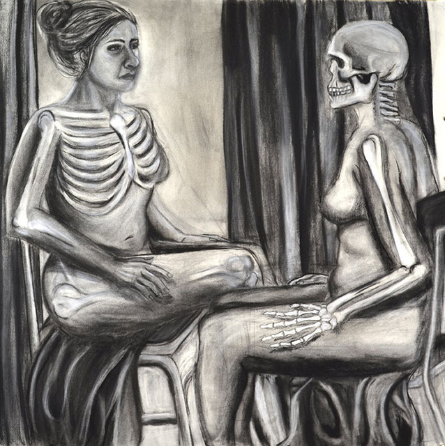 Artist Jamie Boyatsis. 'Bone Study' Artwork Image, Created in 2014, Original Drawing Charcoal. #art #artist