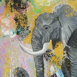 Jamie Boyatsis: 'einstein', 2019 Mixed Media, Animals. Artist Description: Acrylic fluid art on canvas...