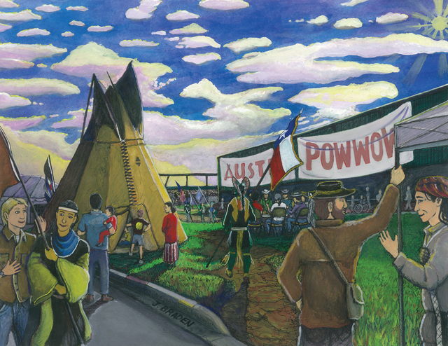 Artist Jay Braden. 'Austin Annual Powwow' Artwork Image, Created in 2010, Original Illustration. #art #artist