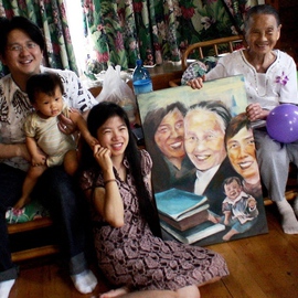 An-chi Cheng: '4 Generations', 2006 Acrylic Painting, Portrait. Artist Description: aEURoe For the Lord is good, His steadfast love endures forever, and His faithfulness to all generations. aEUR - - Psalm 100v5...