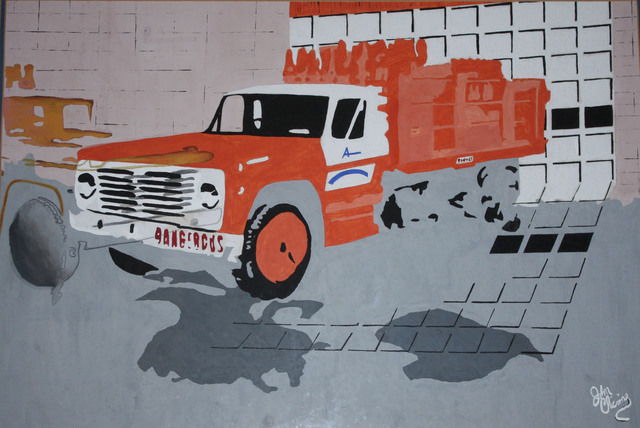 Artist John Chicoine. 'Airco Truck' Artwork Image, Created in 1975, Original Painting Acrylic. #art #artist