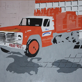 John Chicoine Artwork Airco Truck, 1975 Acrylic Painting, Automotive