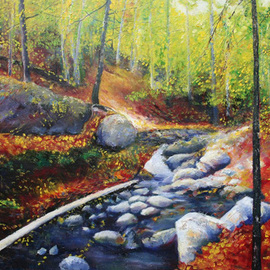 Joseph Coban: 'Towards King Edward Waterfalls  Gatineau', 2009 Oil Painting, Landscape. Artist Description: Dead and living parts of the nature in Gatineau Park.   ...