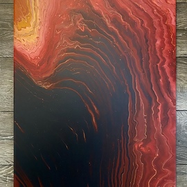 Justin Dabolish: 'the high ground', 2020 Acrylic Painting, Abstract Landscape. Artist Description: Inspired by the lava planet Mustafar from Star Wars. Each Acrylic pour I do comes out different from the next even when using the same colors so no two paintings are the same. Original. Signed. ...