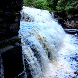 Jeanette Locher: 'canyon falls baraga mi', 2020 Color Photograph, Beauty. Artist Description: just one of many pretty falls in the UP of MI...