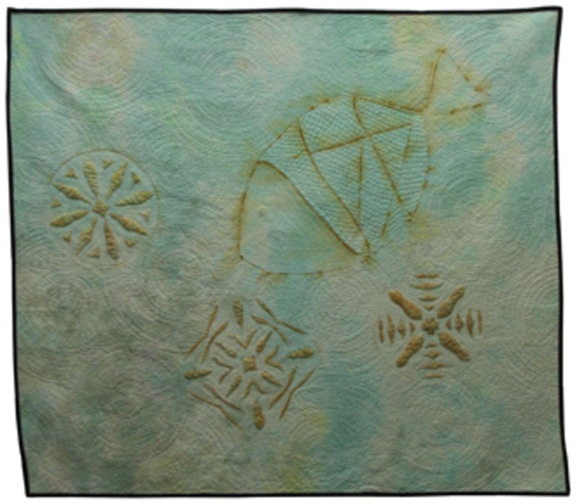 Jean Judd  'Contaminated Water 5: Mutated Sand Dollars, Rusted Fish', created in 2012, Original Textile.