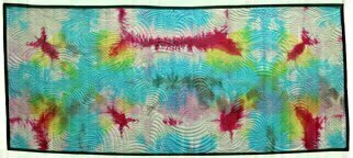 Jean Judd: 'Sound Waves 5 Reverberation', 2018 Mixed Media, Abstract. Sound Waves 5 Reverberation moves away from the static graphic lines earlier in the series.  Mysterious images emerge from the fuchsia resembling human or animal figures and fossils.  Turquoise and fuchsia are the predominate colors in this piece.  Muted versions of other colors float and merge within the piece upon ...