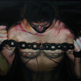 Jeanna Henderson: 'Breaking the chains', 2007 Oil Painting, Religious. Artist Description:  The idea is after Jesus died, he had to overcome the chains of sin and death upon himself to rise from the grave.  48. 0 ...