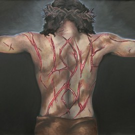Jeanna Henderson: 'His Stripes', 2004 Oil Painting, Christian. Artist Description:  An intense visual representation of a message we all know well. . . ...