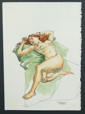 Jeffrey Dickinson: 'Sam March 2011', 2011 Watercolor, nudes. Artist Description: Watercolor done in studio from a live model. ...