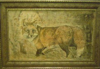 Jeffrey Foster Thomas: 'The Kill', 2006 Other, Animals.  Neo- Fresco, plaster on wood with organic and other stains. Depicts a red fox after a kill. The fox is usually shown as the hunted. This piece shows the beautiful woodland creature as the hunter. ...