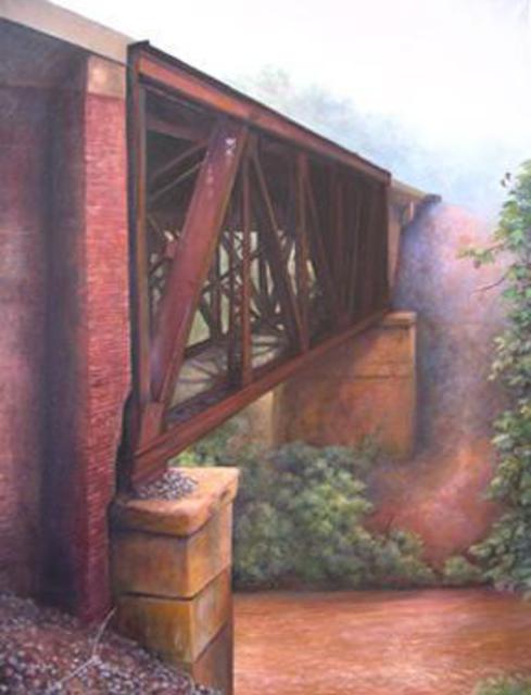 Jennifer E. Miller  'Trestle Over The Eno', created in 2005, Original Painting Oil.