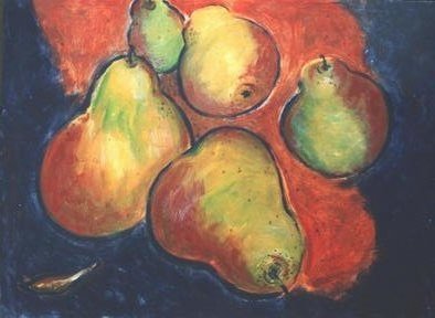 Jennifer Bailey: 'fruit', 2002 Acrylic Painting, Still Life. An interaction between color and shape. ...