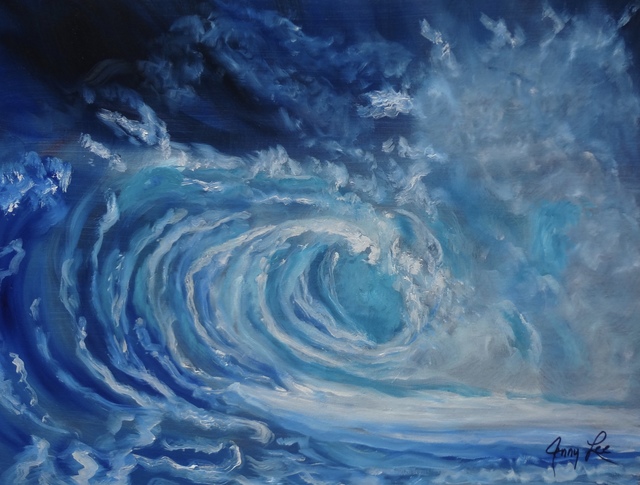 Jenny Jonah  'North Shore Oahu Wave', created in 2019, Original Painting Oil.
