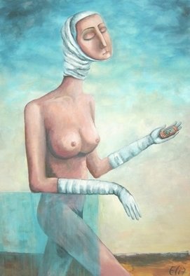 Elisheva Nesis: 'FAREWELL TO THE CELL PHONE', 2010 Acrylic Painting, nudes.  The series of original paintings THIN CONNECTIONS is dedicated to unusual interactions between different objects, even if they exist only in my and your mind. ...