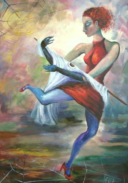 Elisheva Nesis  'WEB TANGO', created in 2010, Original Painting Acrylic.