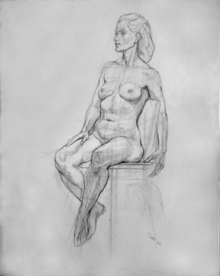 Judith Fritchman: 'Nude 4', 2002 Pencil Drawing, nudes.  Conte pencil on paper. ...