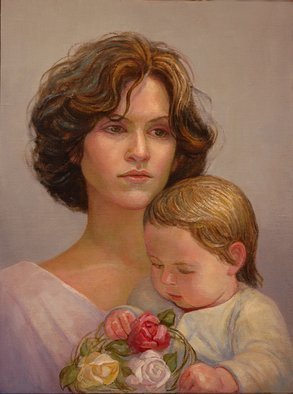 Judith Fritchman: 'Ponderings', 2010 Oil Painting, Biblical. LUKE 219  But Mary kept all these things and pondered them in her heart.  Mothers have always had hopes, dreams, and sometimes fears for their children Mary certainly had cause to ponder about her extraordinary child. Here she is pictured, cradling her infant son, Jesus. He holds in His hands ...