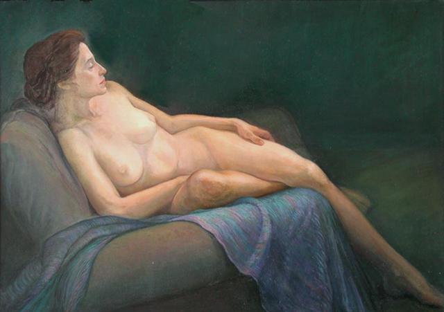 Artist Judith Fritchman. 'Reclining Nude I' Artwork Image, Created in 1994, Original Painting Acrylic. #art #artist