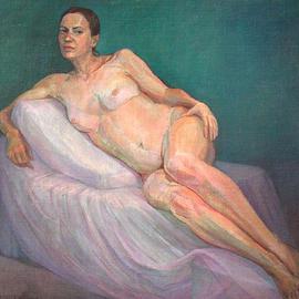 Judith Fritchman: 'Reclining Nude II', 1995 Oil Painting, nudes. Artist Description: A lovely model with great poise and digity. ...