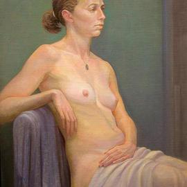 Judith Fritchman: 'Time Out', 2003 Oil Painting, nudes. Artist Description: The model was relaxing in the studio during her break. ...