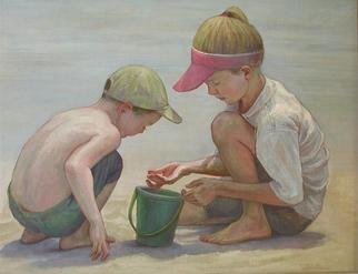 Judith Fritchman: 'Treasures from the Sea', 2004 Oil Painting, Children. Artist Description: A long summer afternoon on the beach looking for shells is a joy of childhood....