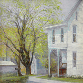 Judith Fritchman: 'spring greening', 2018 Oil Painting, Landscape. Artist Description: The long awaited promise of April in the village. ...