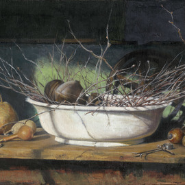 John Gamache: 'Crown of Twigs', 2011 Oil Painting, Still Life. Artist Description:  Oil on linen...
