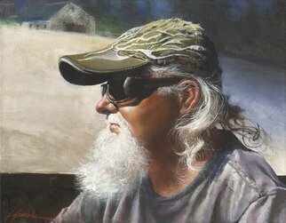 John Gamache: 'HANK the Motor Cycle Guy', 2015 Oil Painting, Portrait. Oil on linen ...