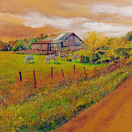 Sunsets Over French Cow Farm By John Gamache