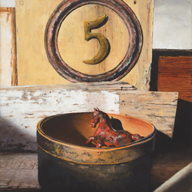 John Gamache: 'pony rides 5 cents', 2015 Oil Painting, Representational. Artist Description:  All Still Lifes are done in my Signiture late after sun light, no studio light used. ...