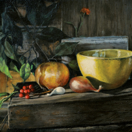 John Gamache: 'yellow bowl', 2014 Oil Painting, Representational. Artist Description: Stil life, Signiture lighting, late afternoon sun. ...