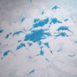 James Gwynne: 'Blue Holes', 1999 Oil Painting, Landscape. Artist Description: Bright cloud cover breaking up into blueholes...