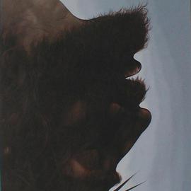 James Gwynne: 'Descent from the Cross', 1991 Oil Painting, Christian. Artist Description: In the Christian tradion of paintings of Christ being lowered from the cross, this version focuses on the head of Christ only which is upside down to indicate the lowering of the body from the cross...