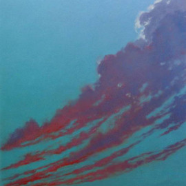 James Gwynne: 'Dusk', 1995 Oil Painting, Landscape. Artist Description: Ribbon- like clouds in a diagonal formationat dusk....