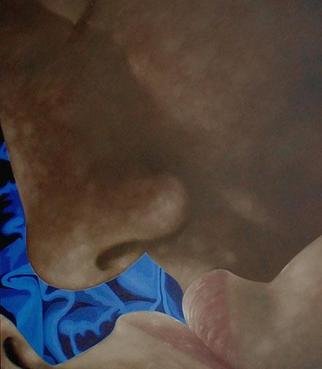 James Gwynne: 'Embrace', 1996 Oil Painting, Love. Enlarged detail of lovers faces...
