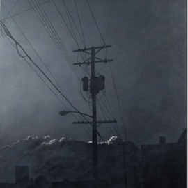 Evening Fog with Telephone Pole painting By James Gwynne