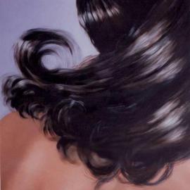 James Gwynne: 'Hair', 2000 Oil Painting, nudes. Artist Description: Figure fragment of a nude model focusing on the hair. ...