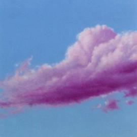 James Gwynne: 'Pink Float', 1998 Oil Painting, Landscape. Artist Description: Large pink cloud with purple shadows floating by...