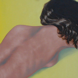 James Gwynne: 'Sleeping Nude', 2003 Oil Painting, nudes. Artist Description:  Nude with long hair sleeping ...