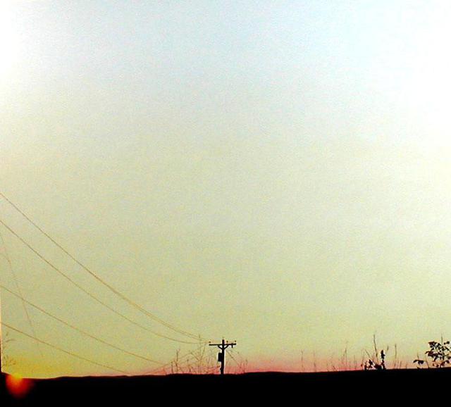 Artist James Gwynne. 'Sunset With Telephone Pole' Artwork Image, Created in 2002, Original Drawing Pencil. #art #artist