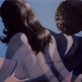 James Gwynne: 'Superimposed models', 2000 Oil Painting, nudes. Artist Description: Two models overlapping and giving appearance of transparency. ...