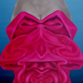James Gwynne: 'Venus', 1994 Oil Painting, nudes. Artist Description: Luscious pink drapery in impossible symmetrical configurationpartially covers the nude torso. ...