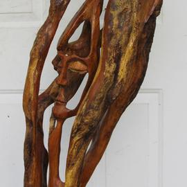 John Clarke: 'brothers', 2008 Wood Sculpture, Abstract Figurative. Artist Description: Two brothers grow in and out of their lives together...