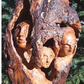 John Clarke: 'elf house', 2013 Wood Sculpture, Abstract Figurative. Artist Description: Six elves share a cramped home in a black cherry burl...