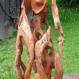 John Clarke: 'flames', 2012 Wood Sculpture, Abstract Figurative. Artist Description: Two figures rise in flames...