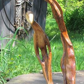 John Clarke: 'guardian', 2014 Wood Sculpture, Abstract Figurative. Artist Description: Parent keeping watch...