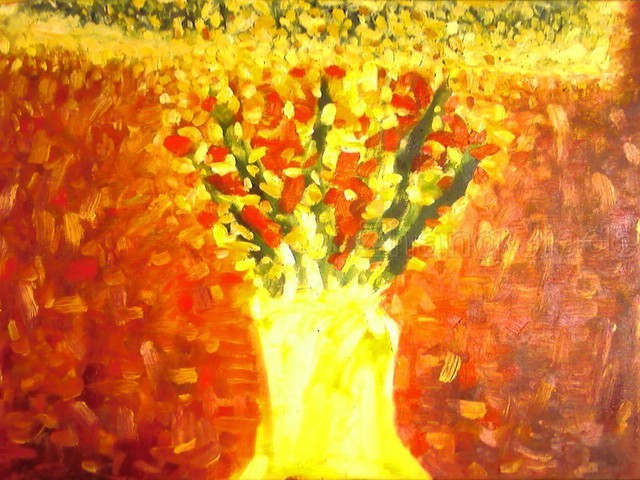 Artist Jiade Zhang. 'Flowers In The Field' Artwork Image, Created in 2009, Original Painting Oil. #art #artist