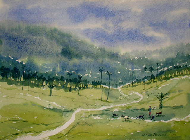 Jiaur Rahman  'Landscape', created in 2012, Original Watercolor.
